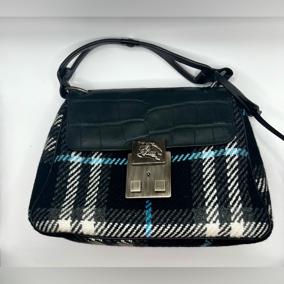 🚨LOW START Vintage AUTHENTIC Burberrys Classic Check Wool Handbag w/ COA - Picture 1 of 10